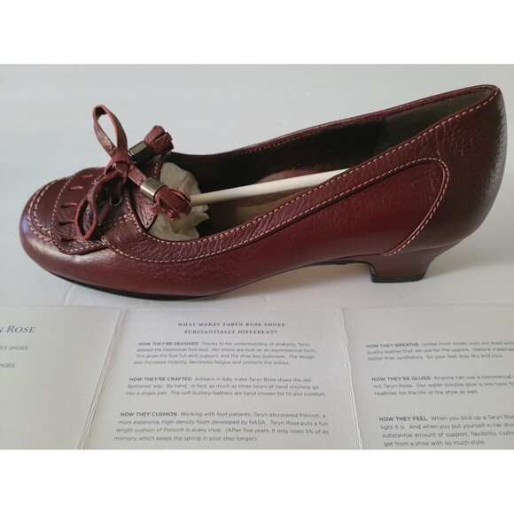 NWT Taryn Rose Italy Womens Luxury Leather Low-Heel Shoes Red Tassels US 5/EU 35 - Picture 4 of 10